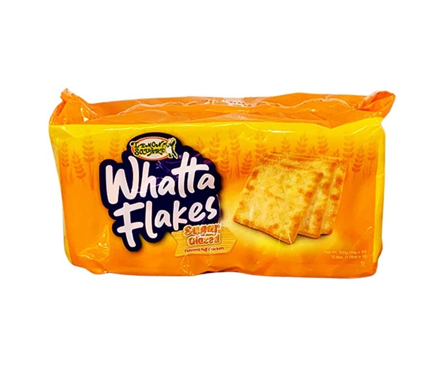 Lemon Square Whatta Flakes Sugar Glazed Flavored Puff Crackers (10 Packs x 30g) 300g