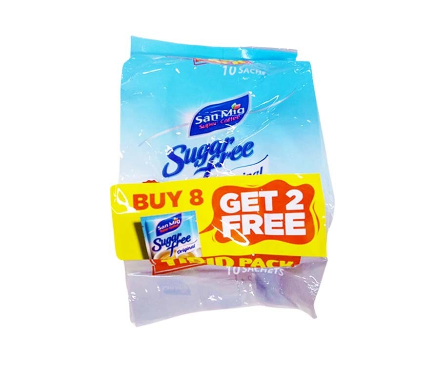 San Mig Sugar Free Original 3-in-1 Coffee Mix (8+2 Packs x 7g)