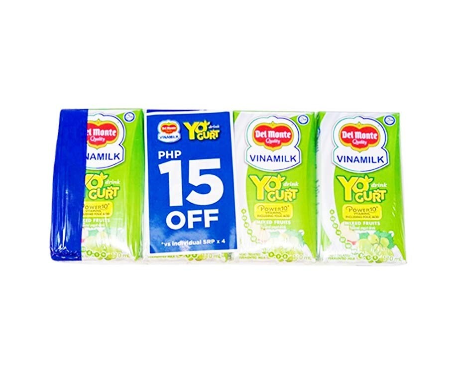 Del Monte Vinamilk Yogurt Drink Mixed Fruits (4 Packs x 110mL)