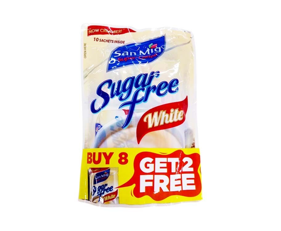 San Mig Super Coffee Sugar Free White (8+2 Packs x 10g)