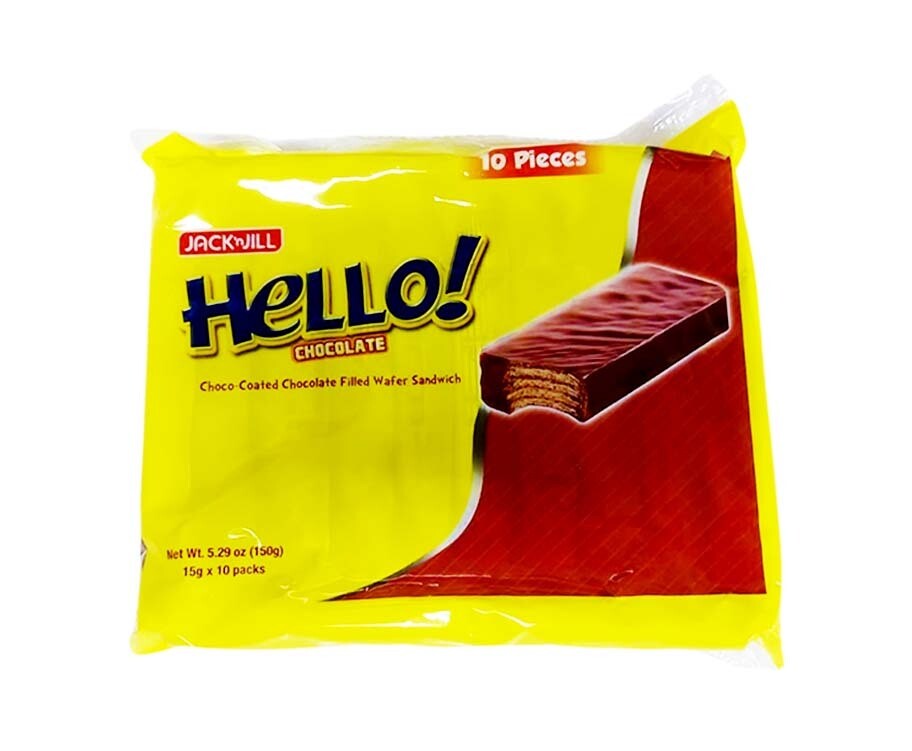 Jack &#39;n Jill Hello! Choco-Coated Chocolate Filled Wafer Sandwich (10 Packs x 15g)