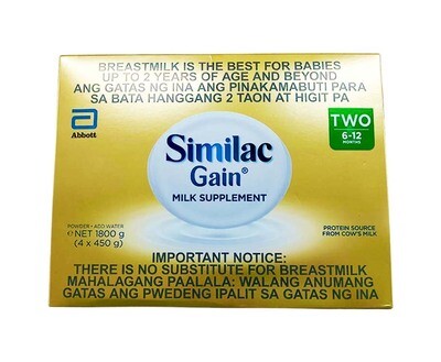 Abbott Similac Gain Plus Milk Supplement Two 6-12 Years Old (4 Packs x 450g) 1800g