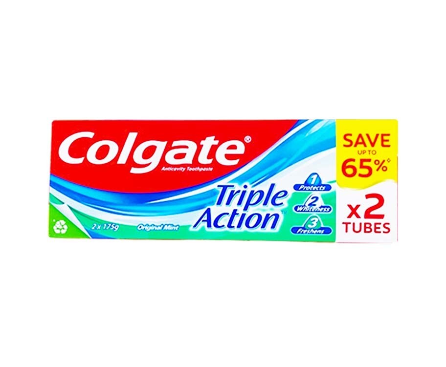 Colgate Anticavity Toothpaste Triple Action Original Mint (2 Tubes x 175g)