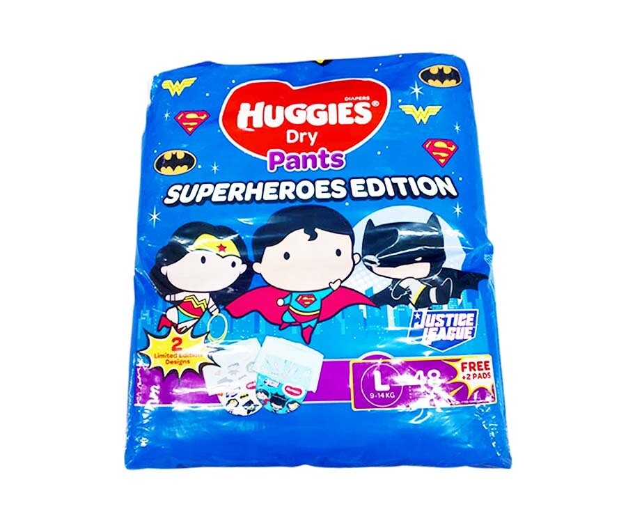Huggies Diapers Dry Pants Superheroes Edition Justice League Large 48 Pants + 2 Pants Free