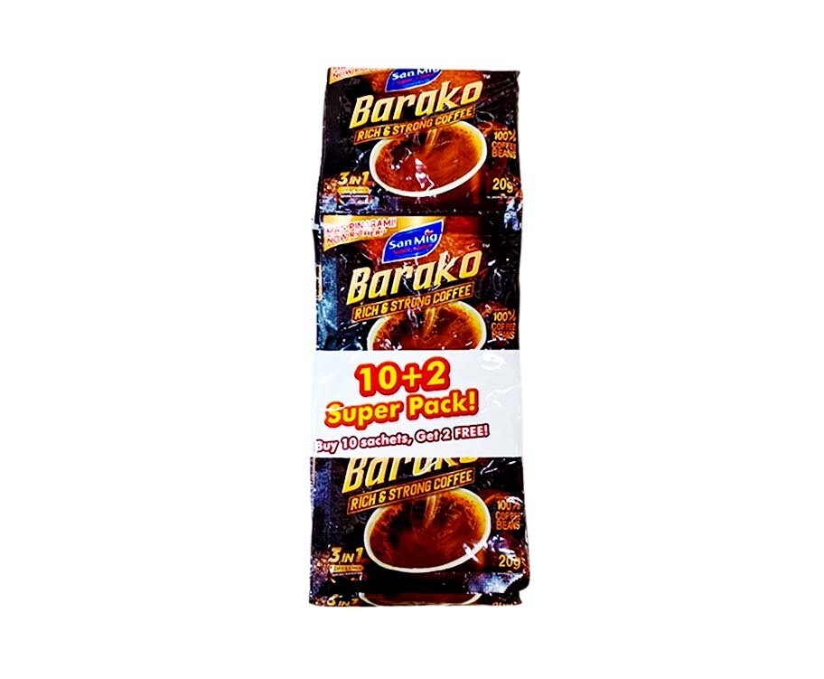 San Mig Barako Rick &amp; Strong Coffee 3-in-1 Coffee Mix (10+2 Packs x 20g)