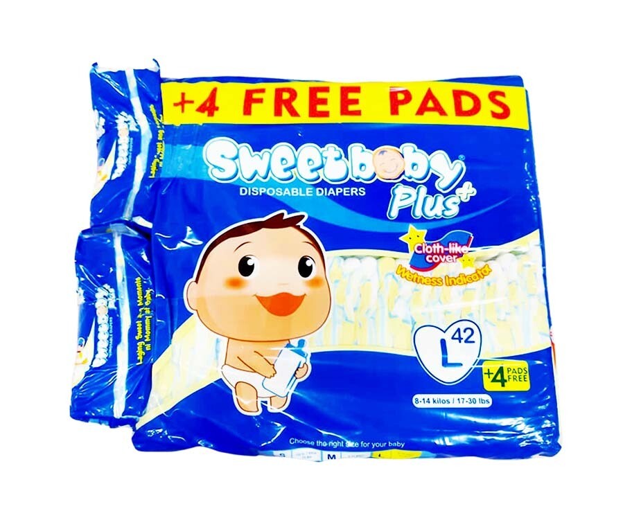 Sweet Baby Plus Disposable Diapers Large 42+4 Pads