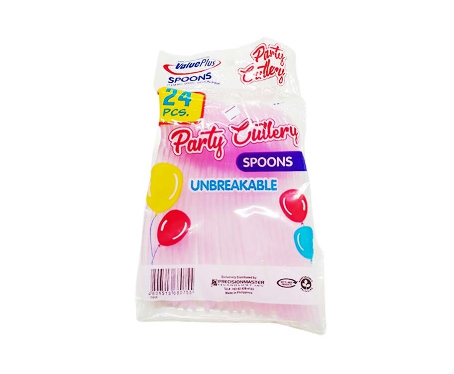 Value Plus Party Cutlery Spoons Pink 24 Pieces