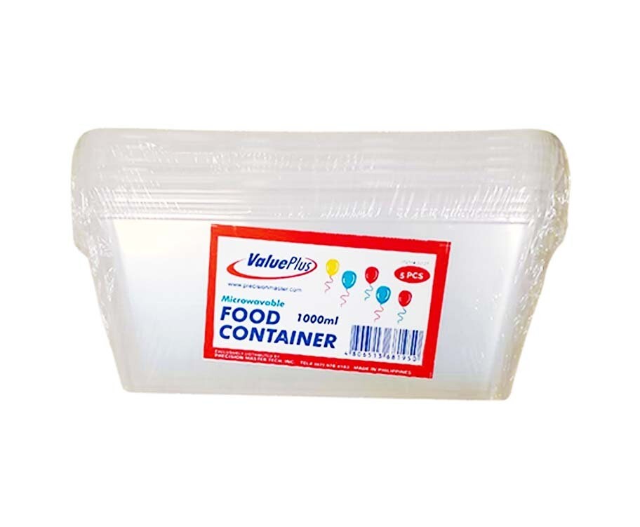 ValuePlus Microwavable Food Container 5 Pieces 1000mL