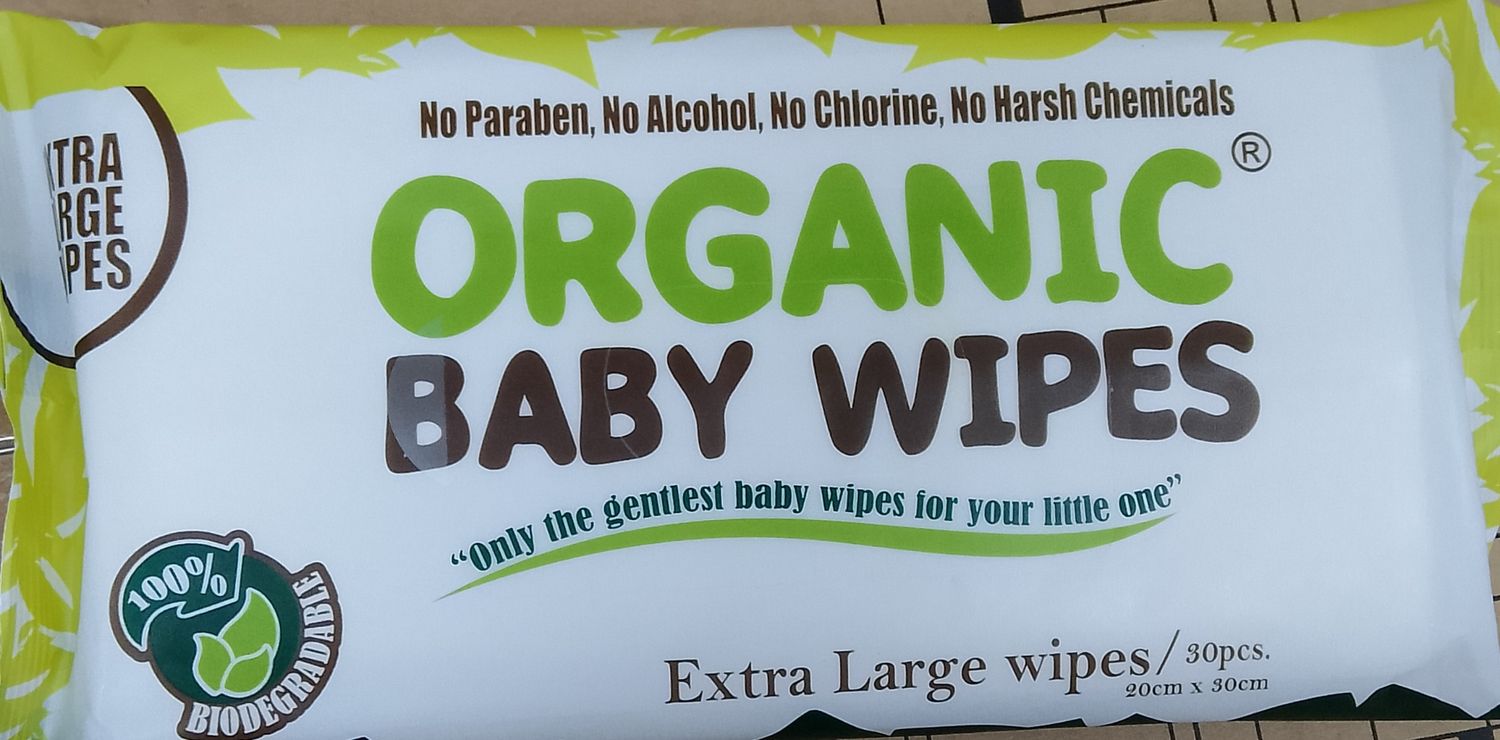 Organic Baby Wipes Extra Large Wipes (20cmx30cm) 30 Wipes