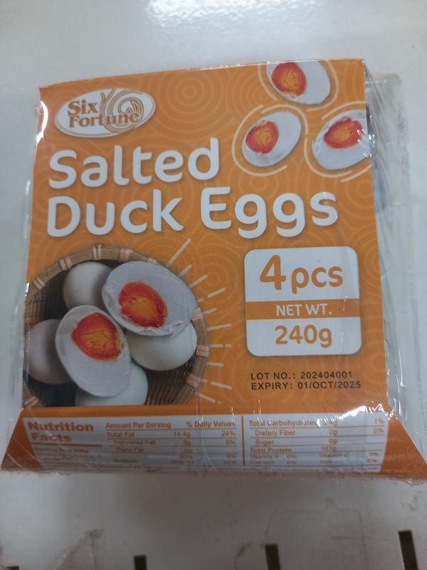 Six Fortune Salted Duck Eggs 4 Pieces 240g