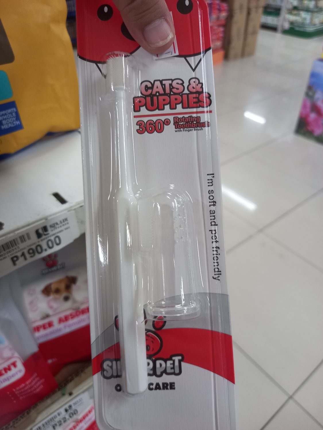 Silver Pet Oral Care Cats and Puppies 360° Rotating Toothbrush