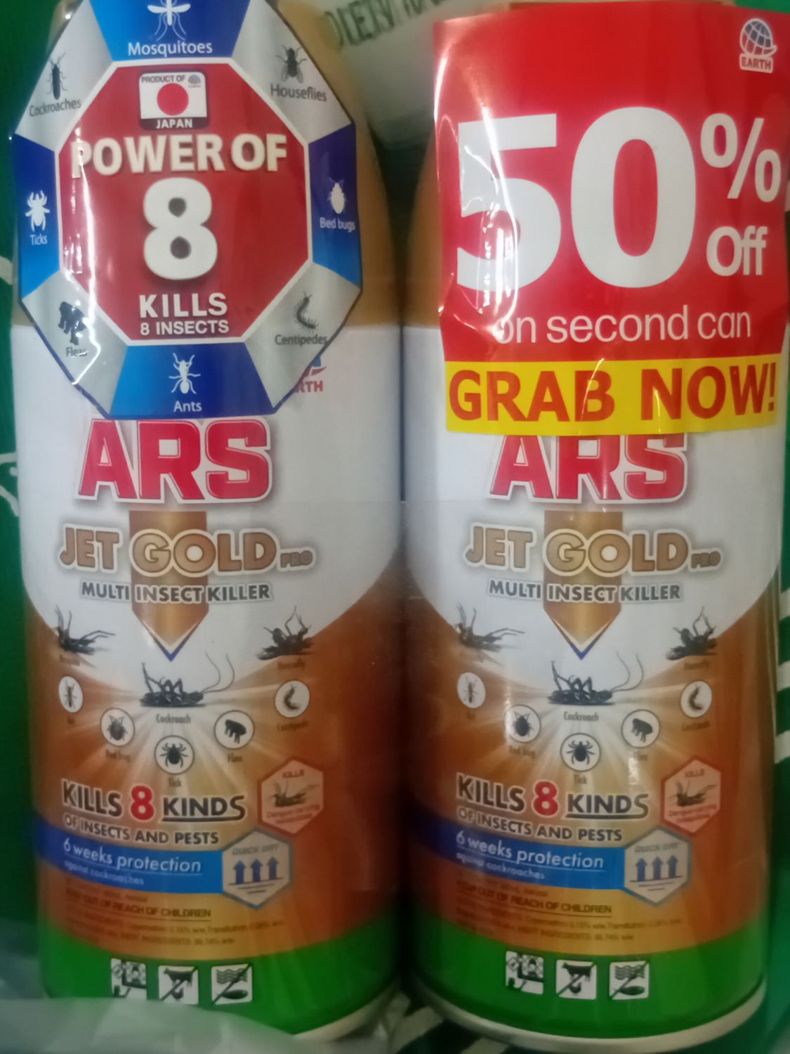 ARS JetGold Pro 8 Kills Kinds Insect Killer 2 Pieces Promo