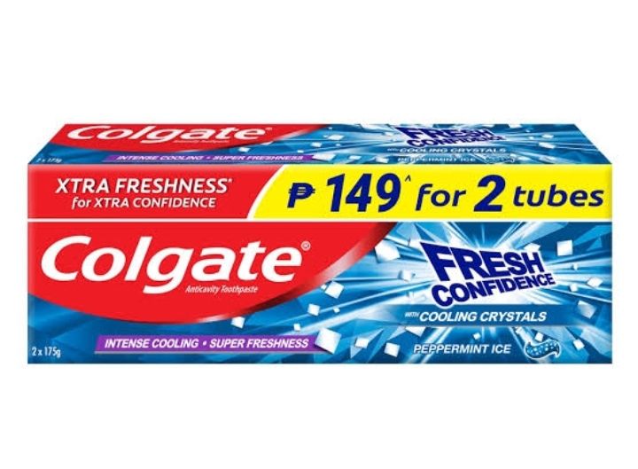 Colgate Anticavity Toothpaste Fresh Confidence with Cooling Crystals Peppermint Ice (2 Packs x 175g)