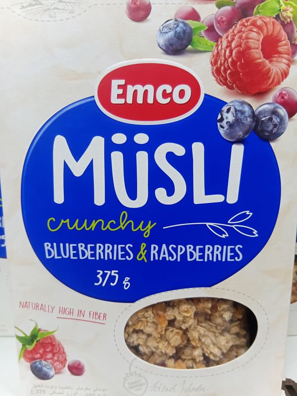 Emco Musli Crunchy Blueberries &amp; Raspeberries 375g