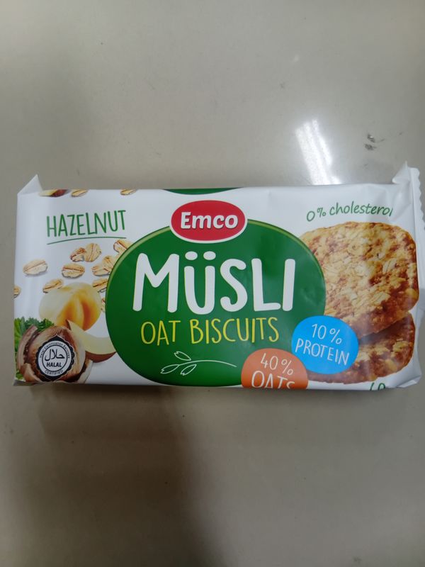 Emco Musli Oat Biscuit Hazelnut 0 cholesterol 60g