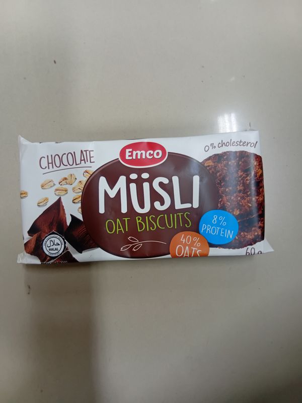 Emco Musli Oat Biscuit Chocolate 0 cholesterol 60g
