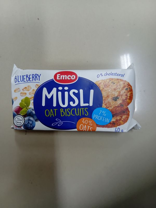 Emco Musli Oat Biscuit Blueberry 0 cholesterol 60g