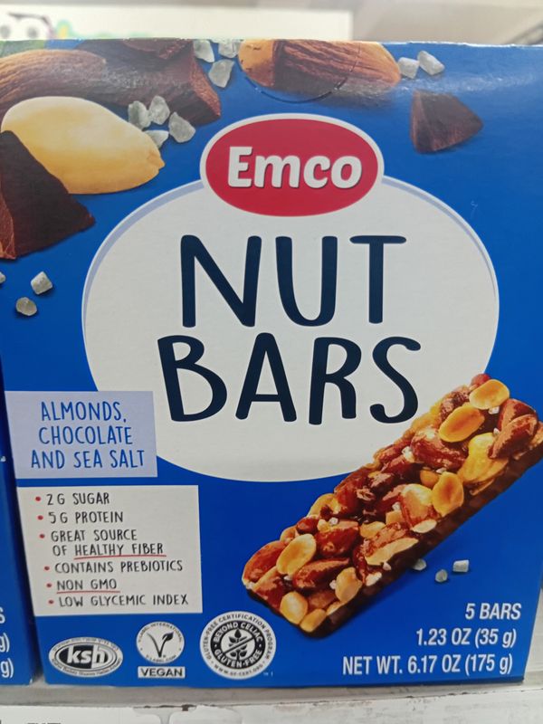 Emco Nut Bars Almond Chocolate and Sea salt 5bars  175g