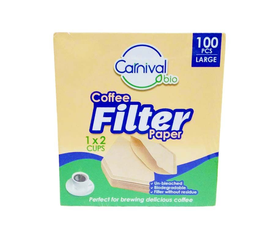 Carnival Bio Coffee Filter Paper 1x2 Cups 100 Pieces Large