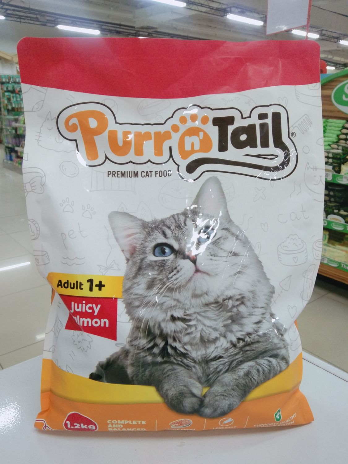 Purr n' Tail Premium Cat Food Adult 1+ Juicy Salmon 1.2kg