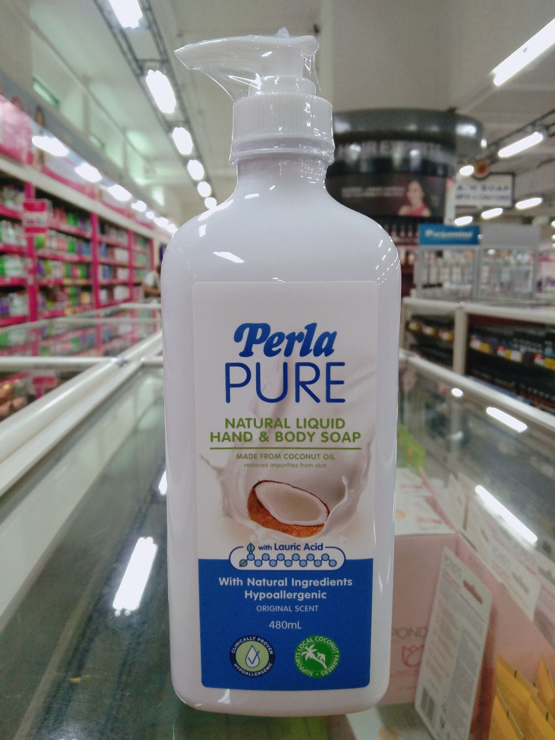 Perla Pure Natural Liquid Hand &amp; Body Soap with Natural Ingredients Hypoallergenic Original Scent 480ml