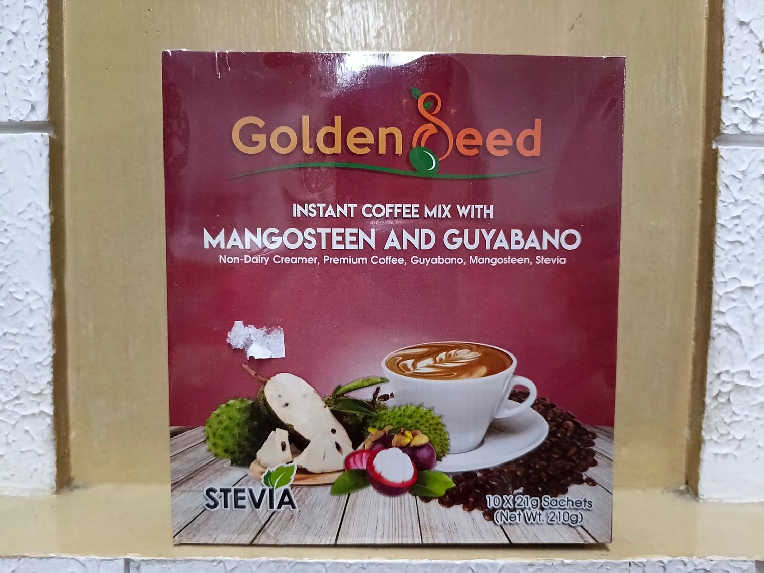 Golden Seed Instant Coffee Mix with Mangosteen and Guyabano 210g( 10 Sachet x 21g)