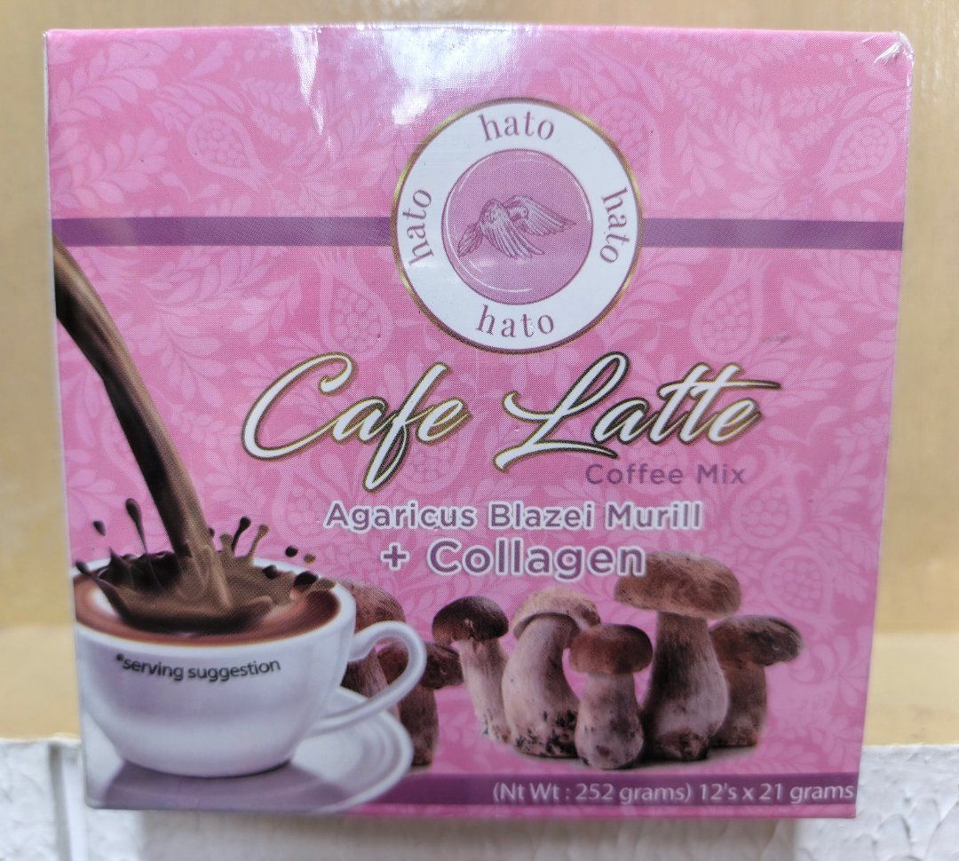 Hato Cafe Latte Coffee Mix Agaricus Balzei Murill + Collagen 252g(12 Sachet x 21g) 
