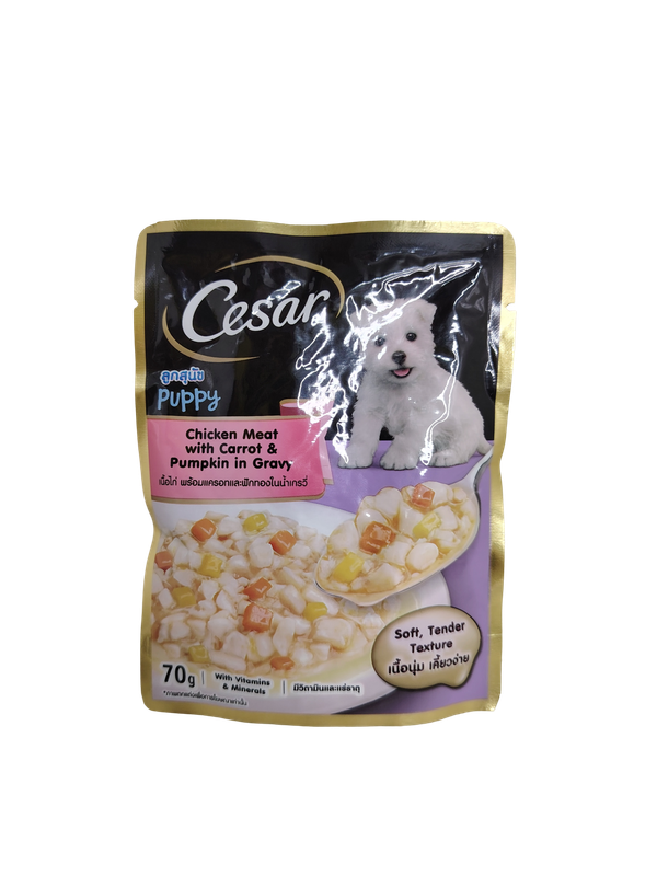 Cesar Puppy Chicken Meat with Carrot &amp; Pumpkin in Gravy 70g