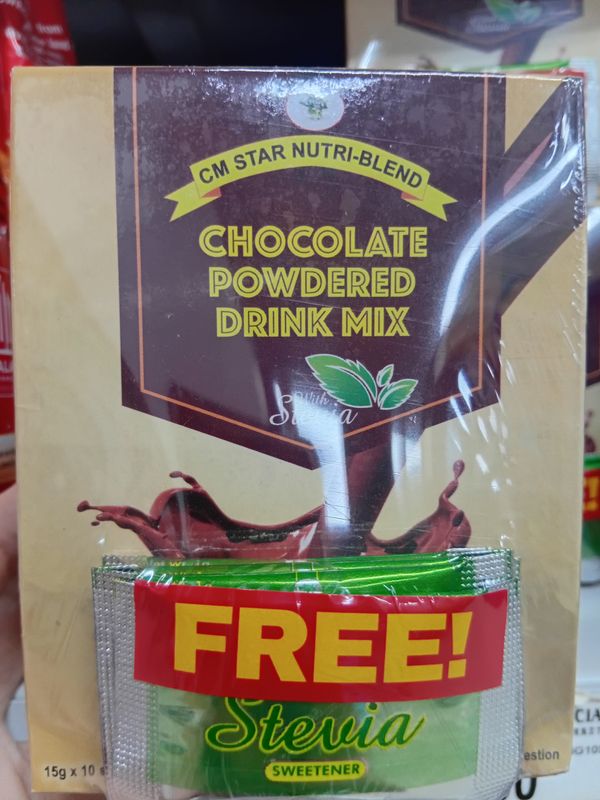 CM Star Nutriblend Chocolate Powder w/ Stevia Free Stevia Sweetener 15gx10s