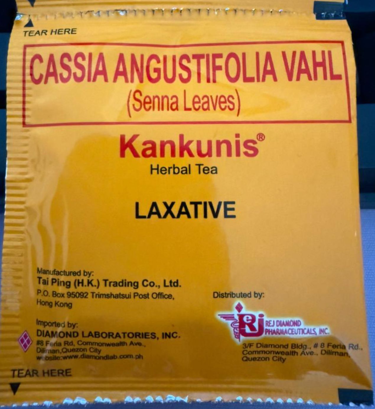 Cassia Angustifolia Vahl (Senna Leaves) Kankunis Herbal Tea Laxative 1 Teabag