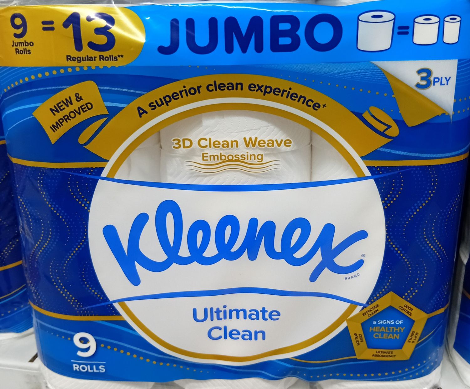 Kleenex Ultimate Clean 9Rolls 3Ply Jumbo