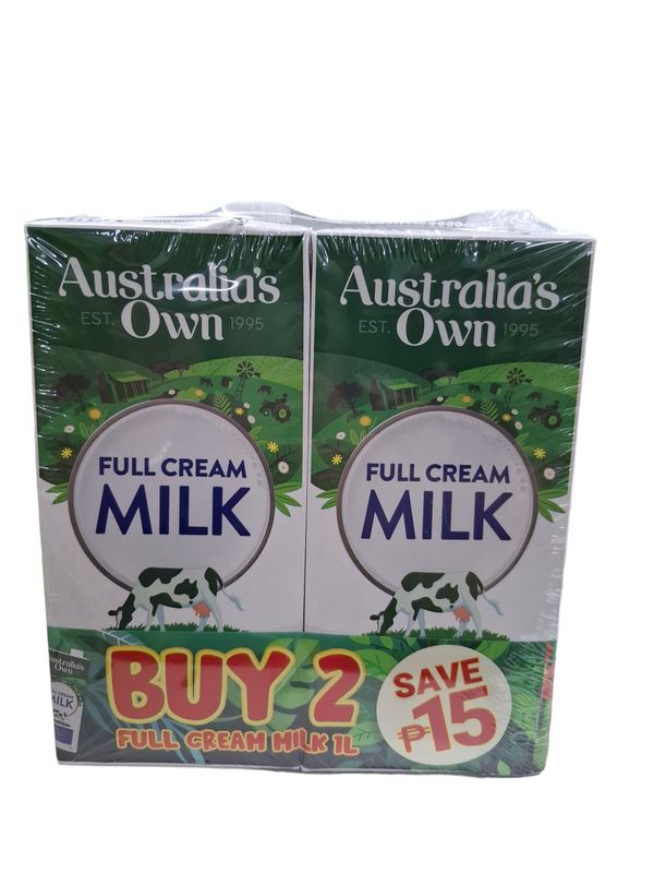 Australia's Own Full Cream Milk (2 Packs x 1L)
