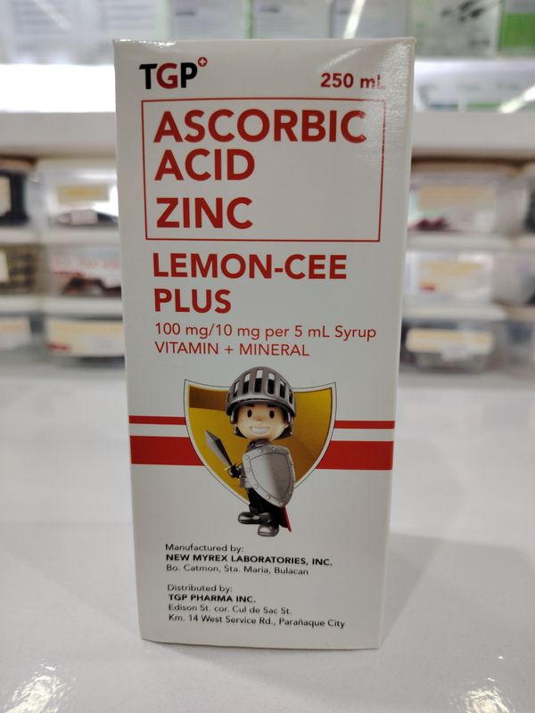 Ascorbic Acid Zinc LEMON-CEE PLUS 100mg/10mg Vitamin+Mineral Mango Flavor 250ml