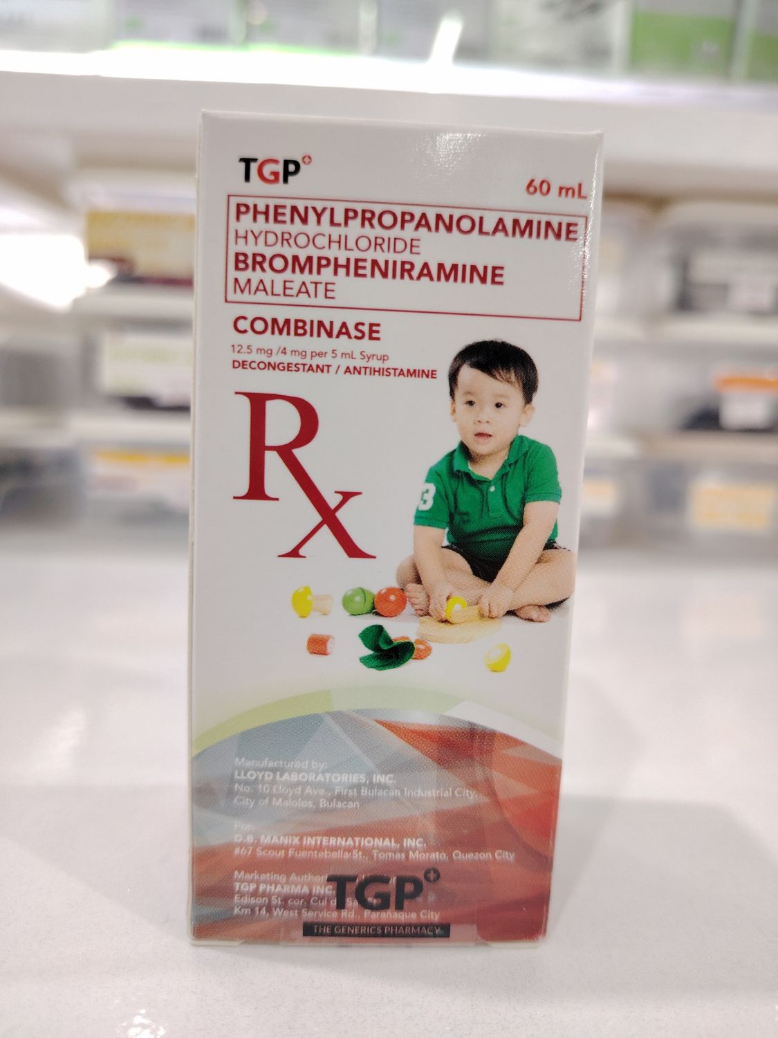 TGP Phenylpropanolamine Hydrochloride Brompheniramine Maleate COMBINASE 60ml