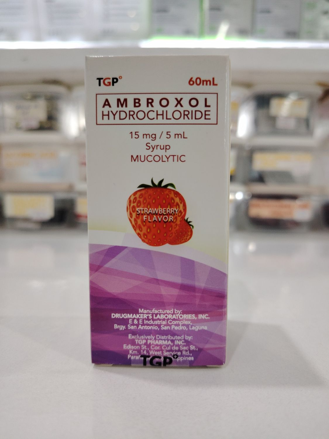 Ambroxol Hydrochloride Syrup Strawberry Flavor 15mg/5ml 60ml