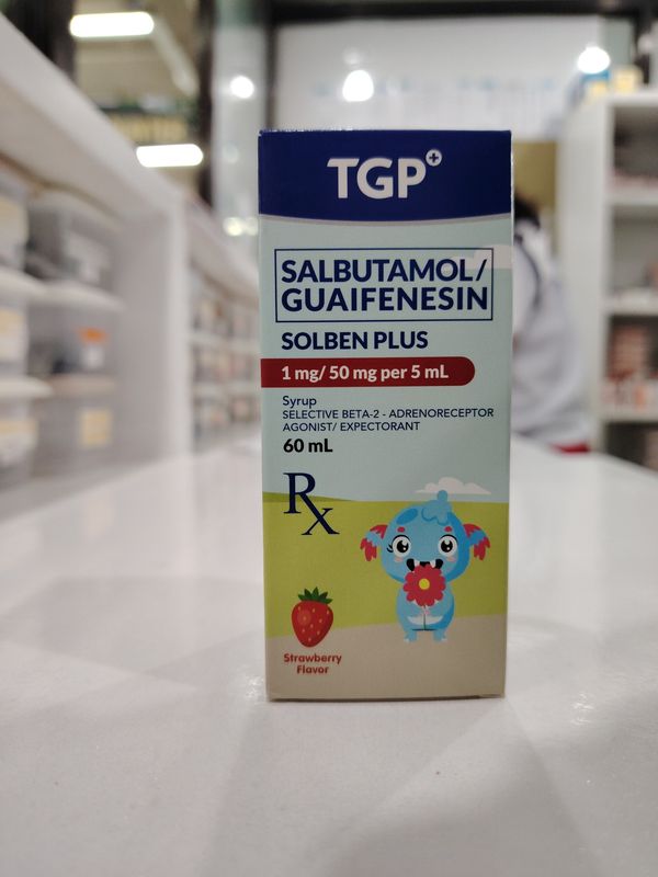 Salbutamol/Guaifenesin SOLBEN Plus 1mg/50mg per 5ml Syrup Strawberry Flavor 60ml