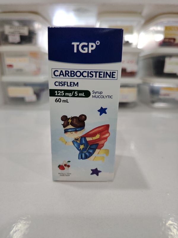Carbocisteine CISFLEM 125mg/5ml Strawberry Cherry Vanilla Flavor Syrup 60ml