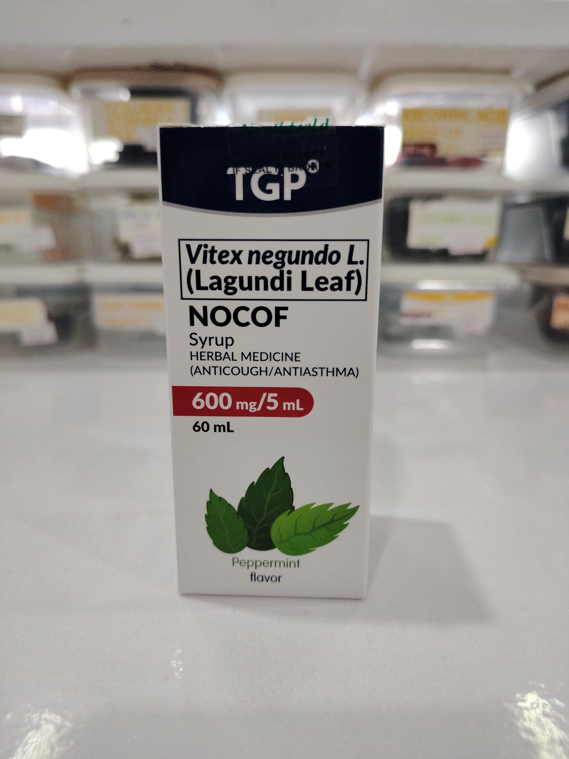 Vitex negundo L. (Lagundi Leaf) NOCOF Syrup 600mg/5ml  Peppermint Flavor 60ml