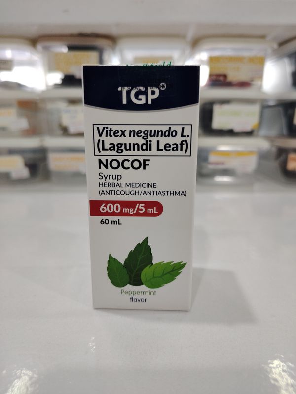 Vitex negundo L. (Lagundi Leaf) NOCOF Syrup 600mg/5ml  Peppermint Flavor 60ml