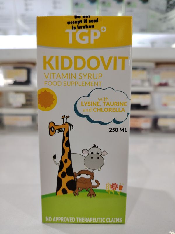 Kiddovit Vitamin Syrup w/ Lysine Taurine &amp; Chlorella Orange flavor 250ml