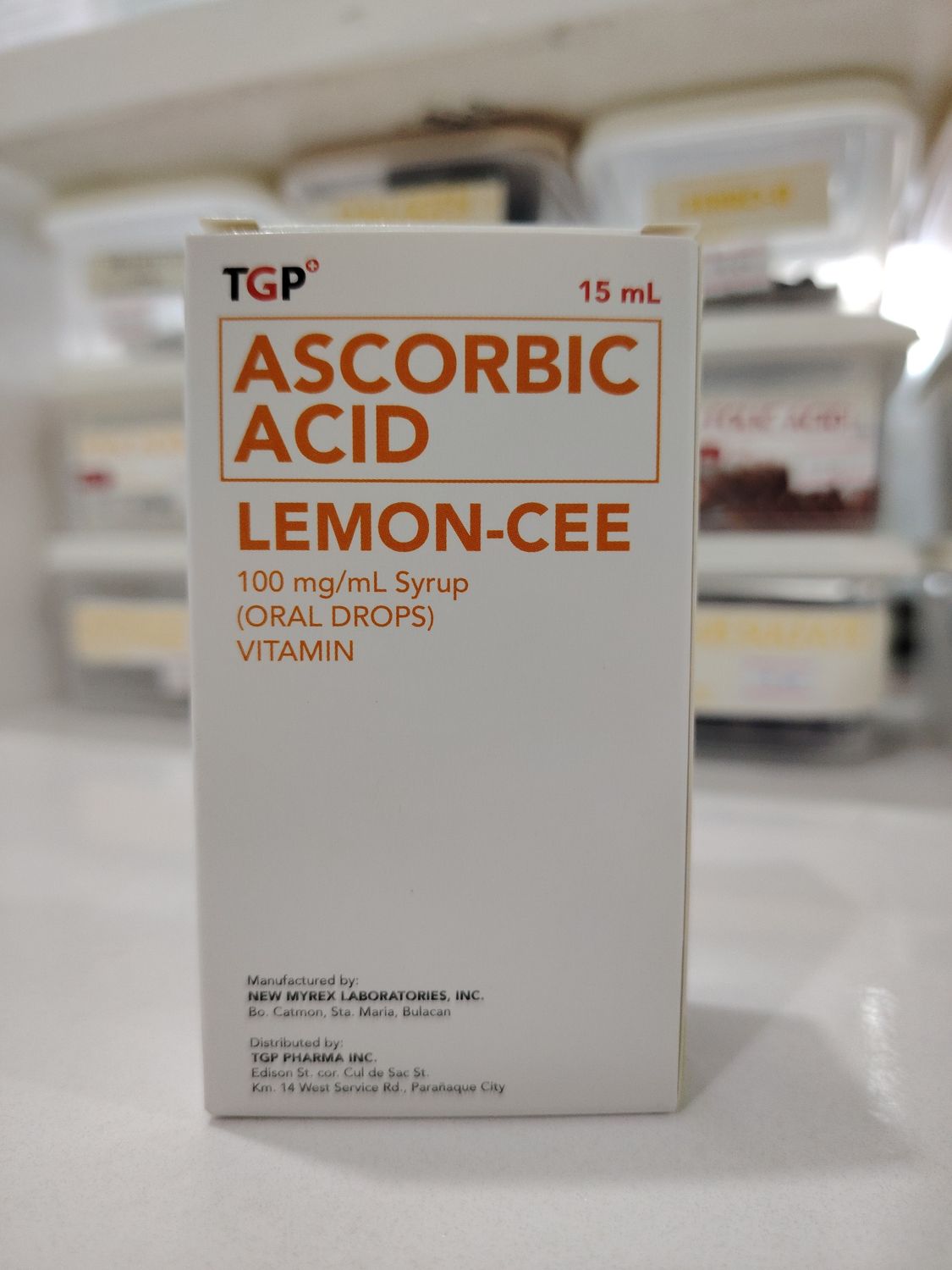Ascorbic Acid LEMON-CEE 100mg/ml Syrup Oral Drops Orange Flavor 15ml