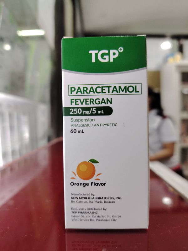 Paracetamol FEVERGAN 250mg/5ml Suspension Orange Flavor 60ml