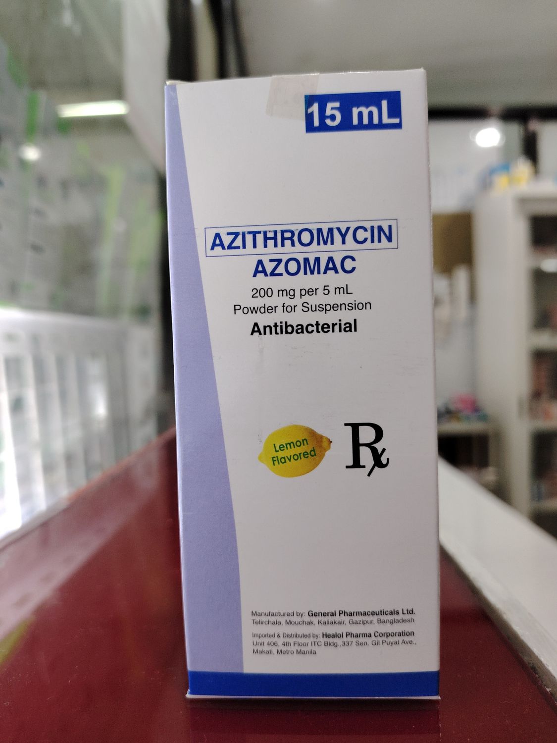Azithromycin AZOMAC 200mg/5ml Lemon Flavor 15ml