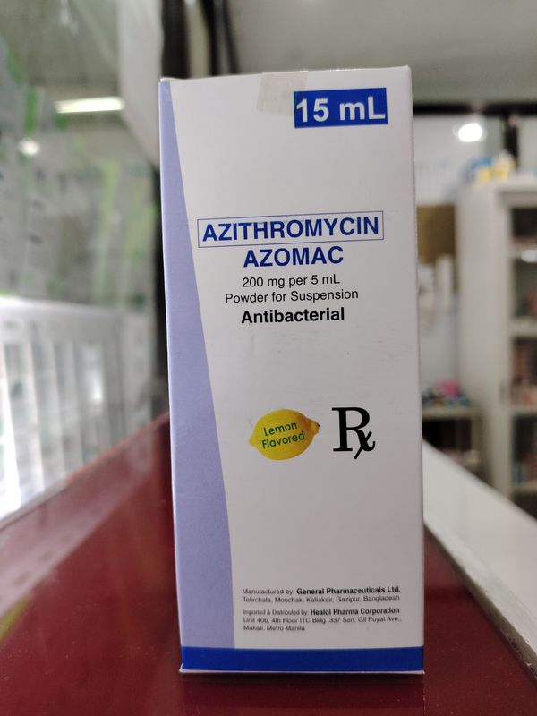 Azithromycin AZOMAC 200mg/5ml Lemon Flavor 15ml