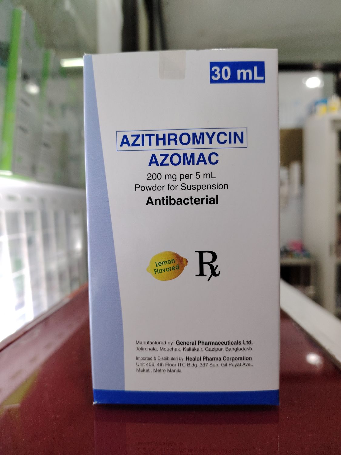 Azithromycin AZOMAC 200mg/5ml Lemon Flavor 30ml