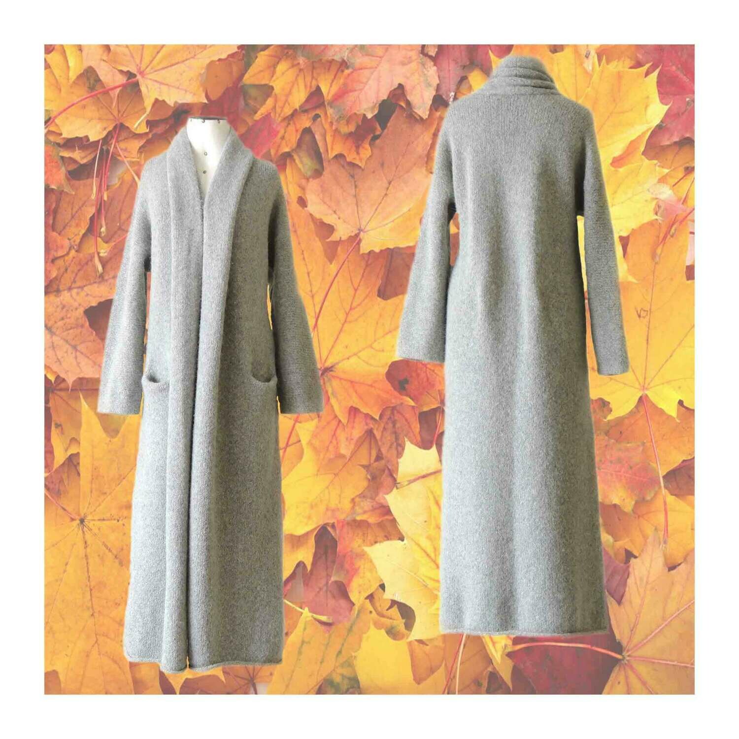 Capote Coat felted alpaca blend cardigan oversized hooded / non hood, Gray