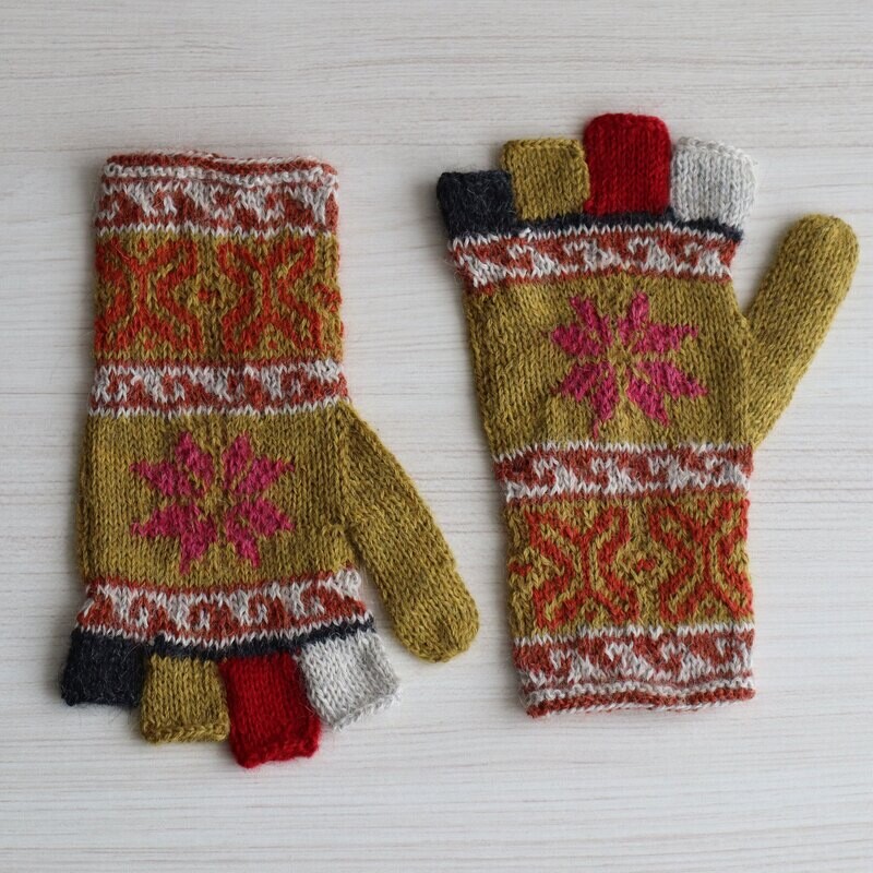 Fingerless gloves / wrist warmers 100% alpaca hand knitted