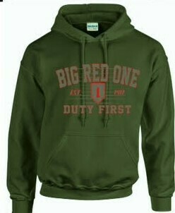 Hoodie (Military Green) Big Red One, Size: Small