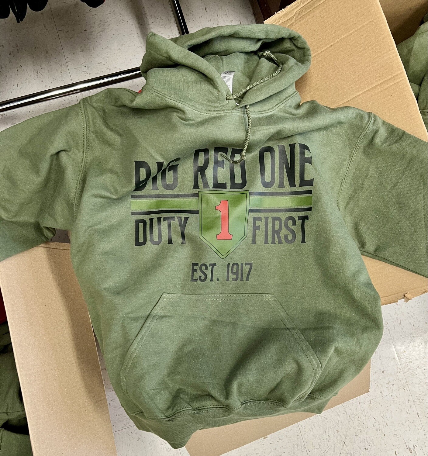 2023 - Hoodie (Military Green) Big Red One &quot;Duty First&quot;