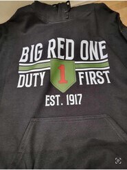 2023 - Hoodie (Black) Big Red One &quot;Duty First&quot;